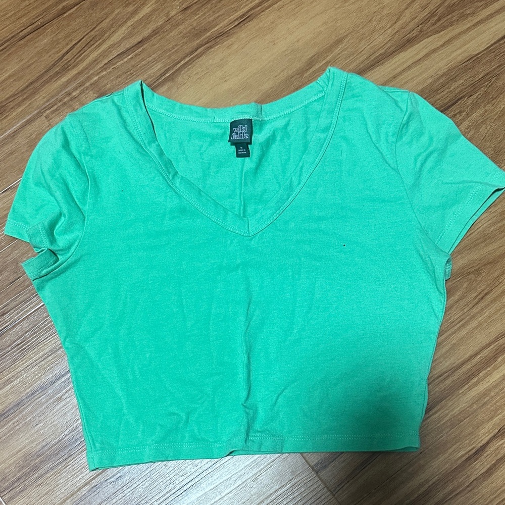 Wild Fable Teal V-Neck Crop Top